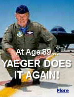 Legendary aviator Chuck Yeager made history again as he broke the sound barrier to commemorate the 65th anniversary of the day he was the first man to do so. 